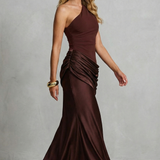 Seraphielle – Satin draped elegance – One shoulder maxi dress