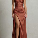 Seraphina – Liquid satin allure – One shoulder maxi dress