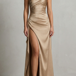 Seraphina – Liquid satin allure – One shoulder maxi dress