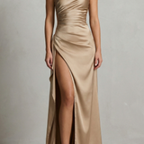 Seraphina – Liquid satin allure – One shoulder maxi dress