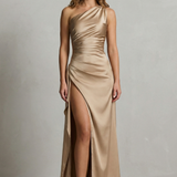 Seraphina – Liquid satin allure – One shoulder maxi dress