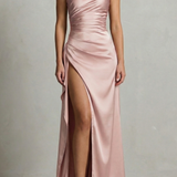 Seraphina – Liquid satin allure – One shoulder maxi dress