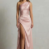 Seraphina – Liquid satin allure – One shoulder maxi dress