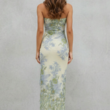 Seraphine – Botanical lace allure – Strapless slit maxi dress