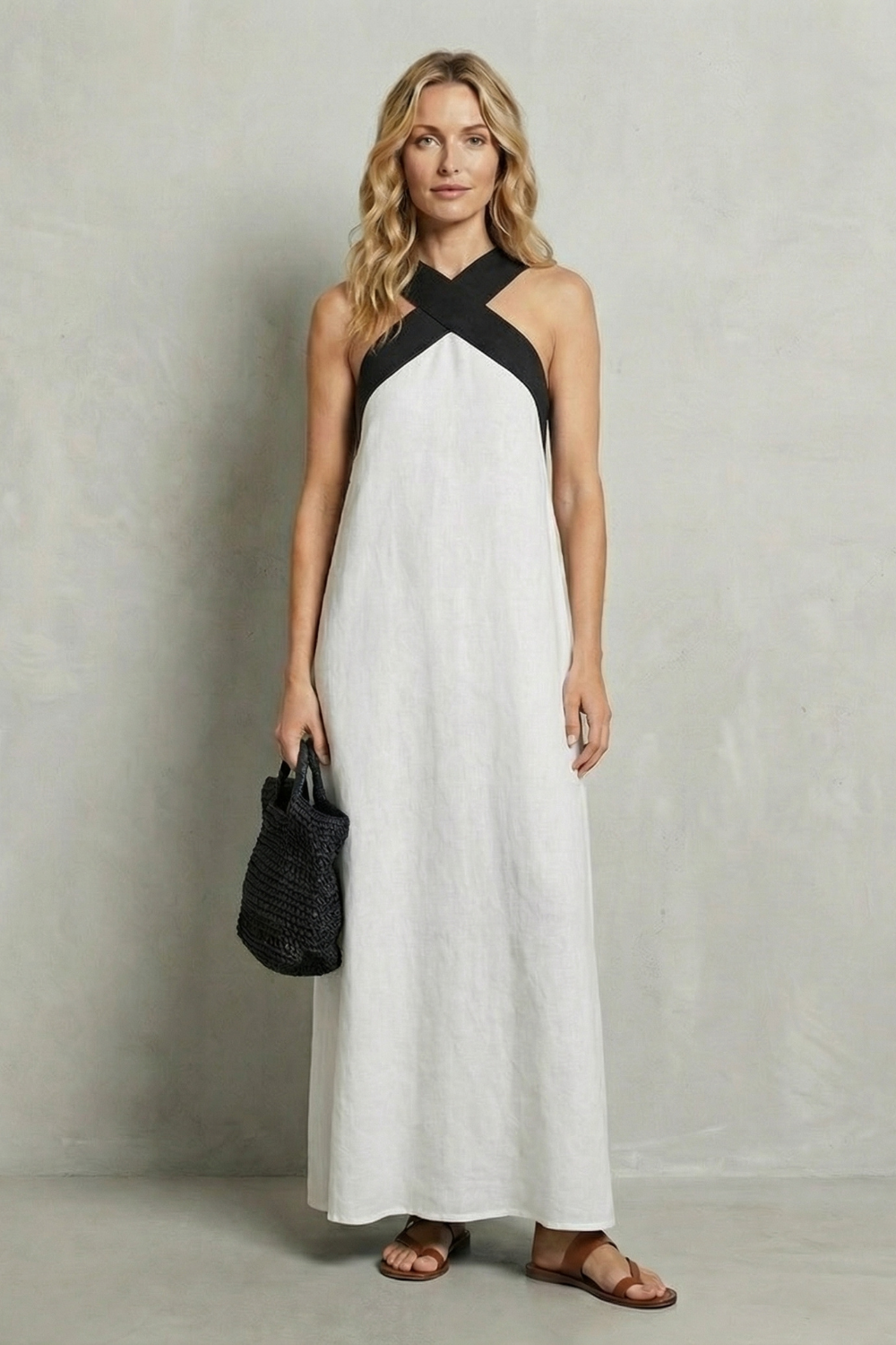 Seravelle – Cross-halter elegance – Maxi dress