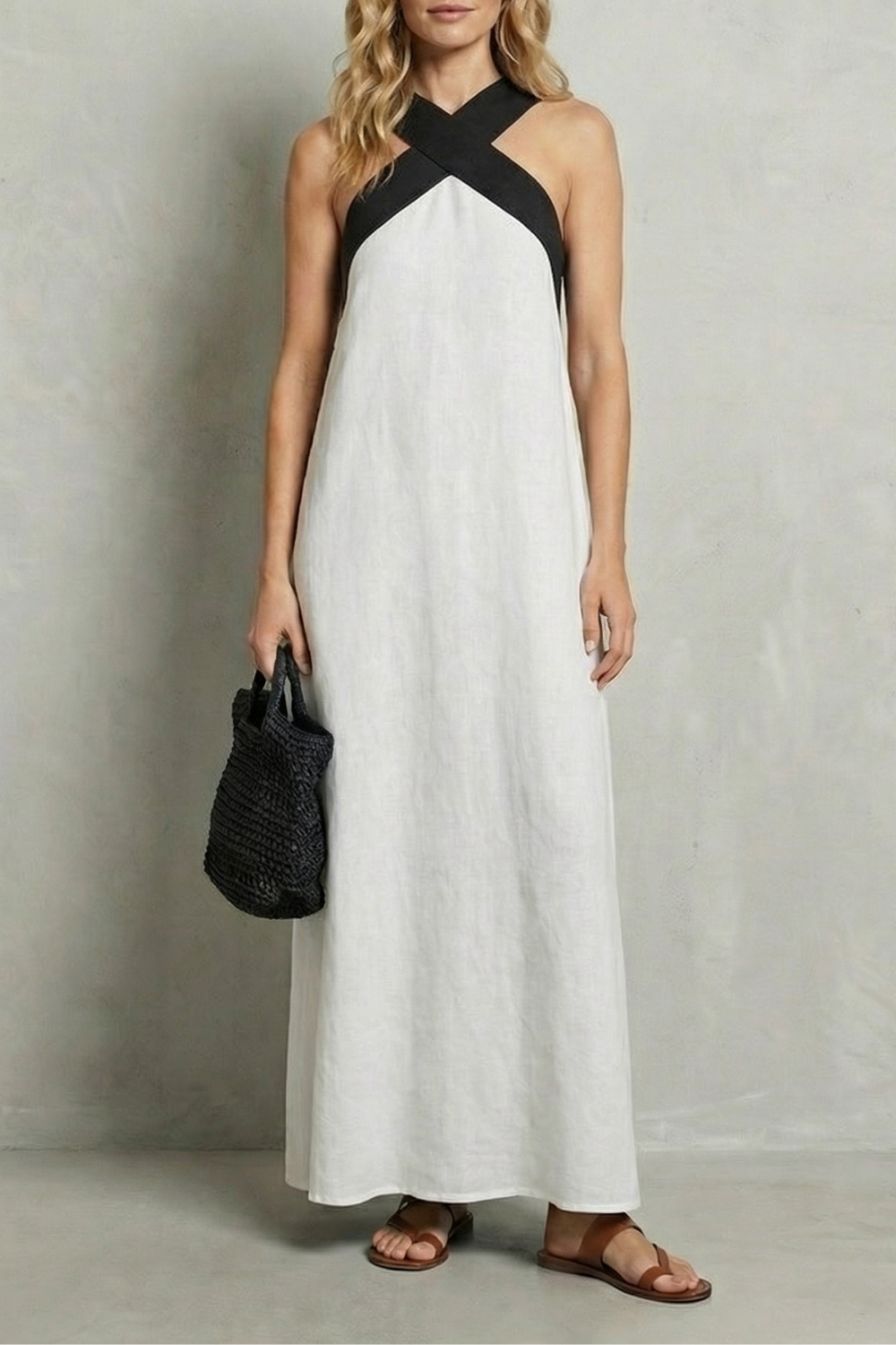Seravelle – Cross-halter elegance – Maxi dress