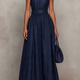 Seravelle – Striped elegant keyhole – Wide leg jumpsuit