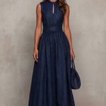 Seravelle – Striped elegant keyhole – Wide leg jumpsuit