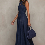 Seravelle – Striped elegant keyhole – Wide leg jumpsuit