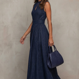 Seravelle – Striped elegant keyhole – Wide leg jumpsuit