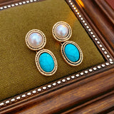 CONJUNTO TURQUESA & PERLA ANTIQUE ORO IMPOSANT