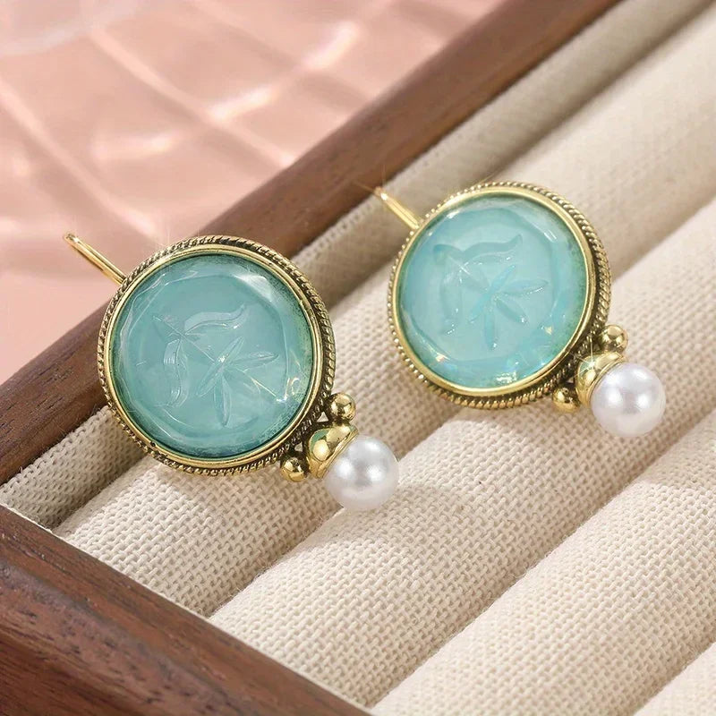 PENDIENTES AQUA SCULPTÉ GEMME & PERLA GOTA