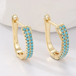 CRÉOLES MINI TURQUESA PAVÉ CLÁSICO ORO