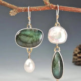 PENDIENTES ELEGANTE LABRADORITE PERLA IMPOSANT GOTA