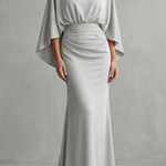 Silvarelle – Draped batwing elegance – Maxi dress