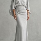 Silvarelle – Draped batwing elegance – Maxi dress