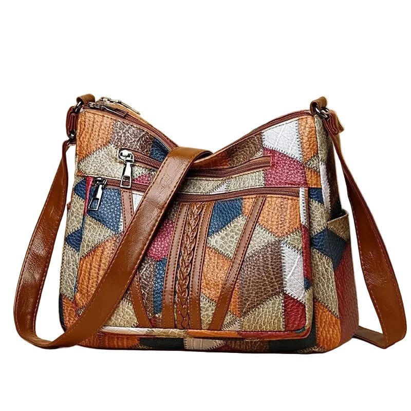 BOLSO DE MANO DE CUERO AUTÉNTICO CON DISEÑO DE MOSAICO - VALERINA MARBELLA