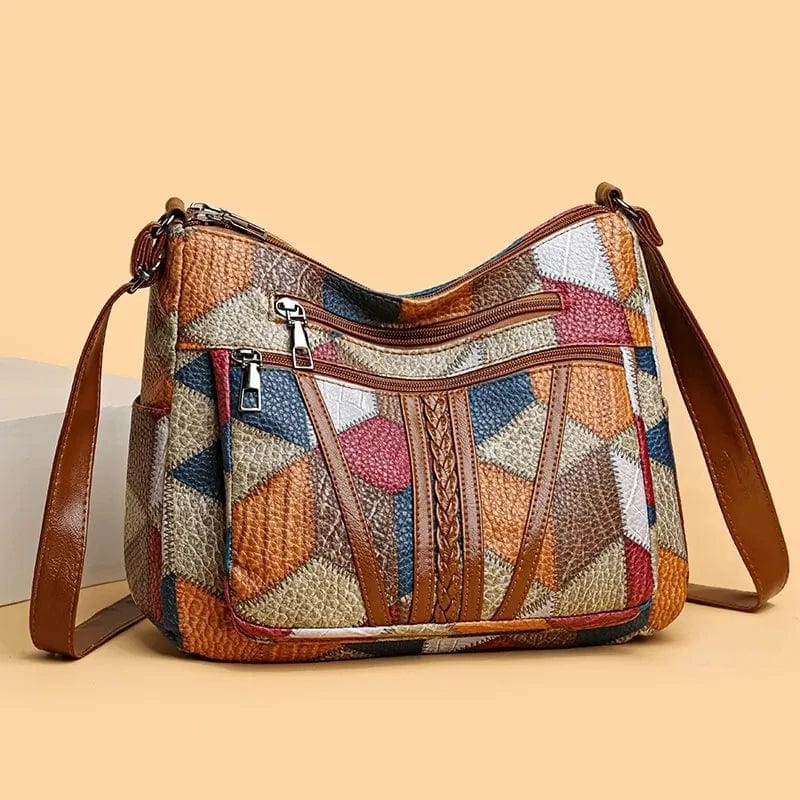 BOLSO DE MANO DE CUERO AUTÉNTICO CON DISEÑO DE MOSAICO - VALERINA MARBELLA