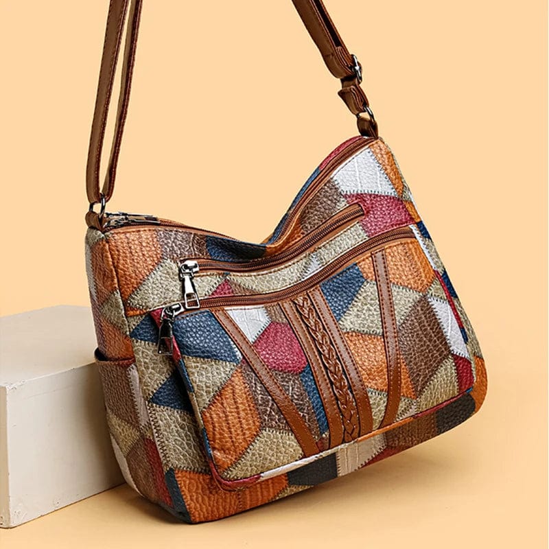 BOLSO DE MANO DE CUERO AUTÉNTICO CON DISEÑO DE MOSAICO - VALERINA MARBELLA