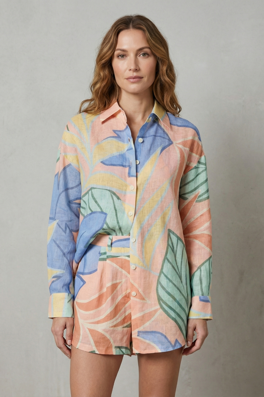 Solmara – Tropical leaf print – Shirt and short set