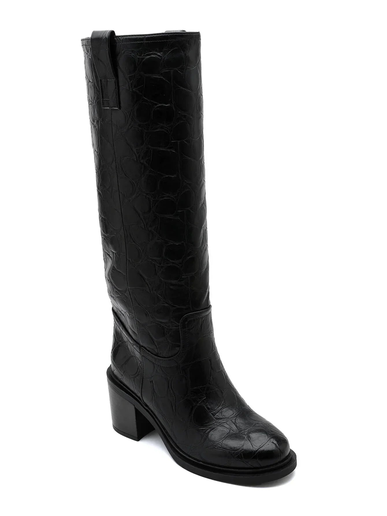 BOTAS ALTAS NEGRAS FEMENINAS ELEGANTES DE CORTE ESTILIZADO