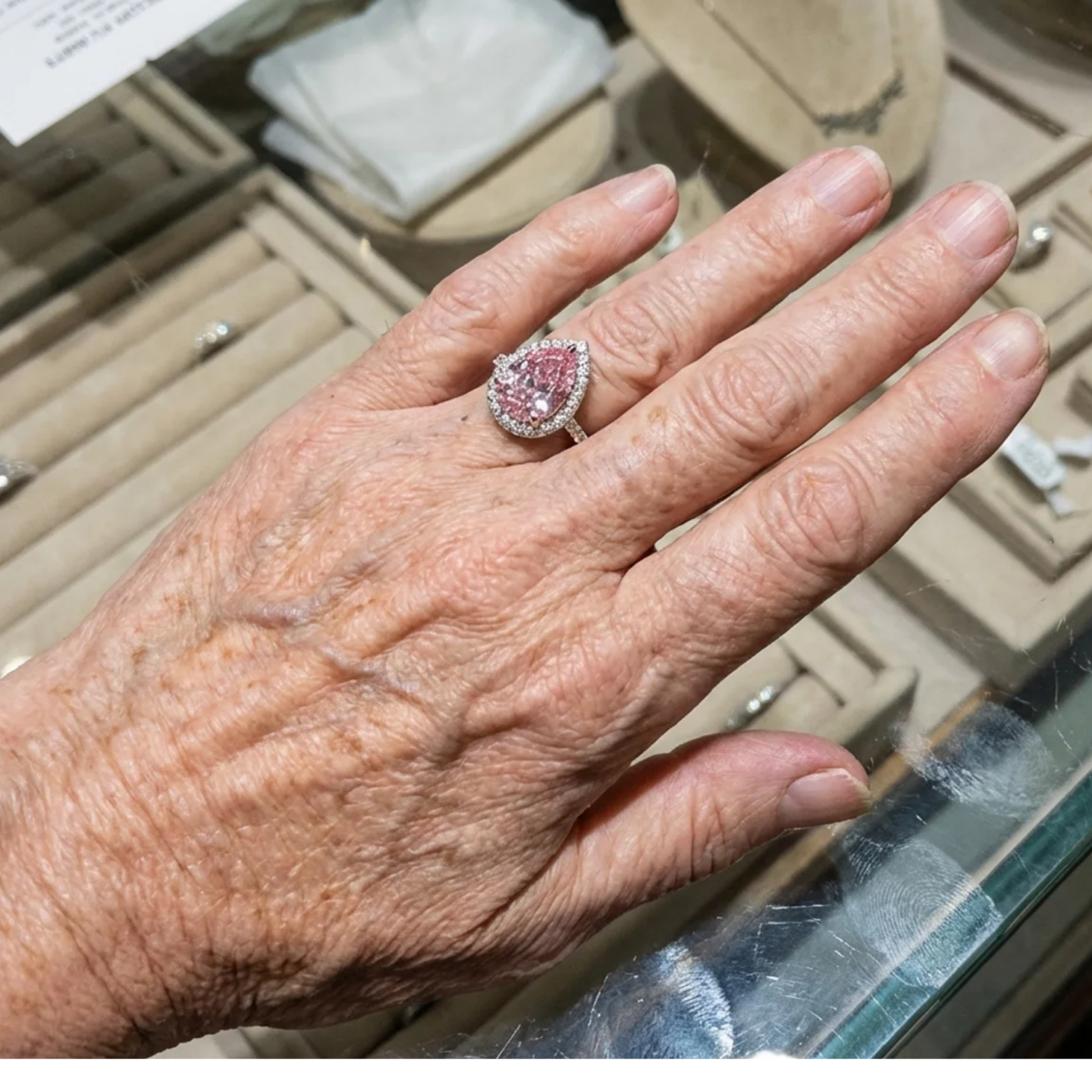 ANILLO GOTA ROSA ZAFIRO | ORO BLANCO