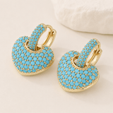 BOUCLES D'OREILLES PAVÉ TURQUOISE CŒUR