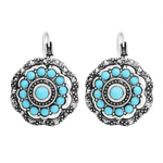 PENDIENTES TURQUESA & PERLA VINTAGE PLATA PLAQUÉ GOTA
