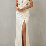 Una – Ethereal bloom – Women’s Halter Neck Flower Split Maxi Dress