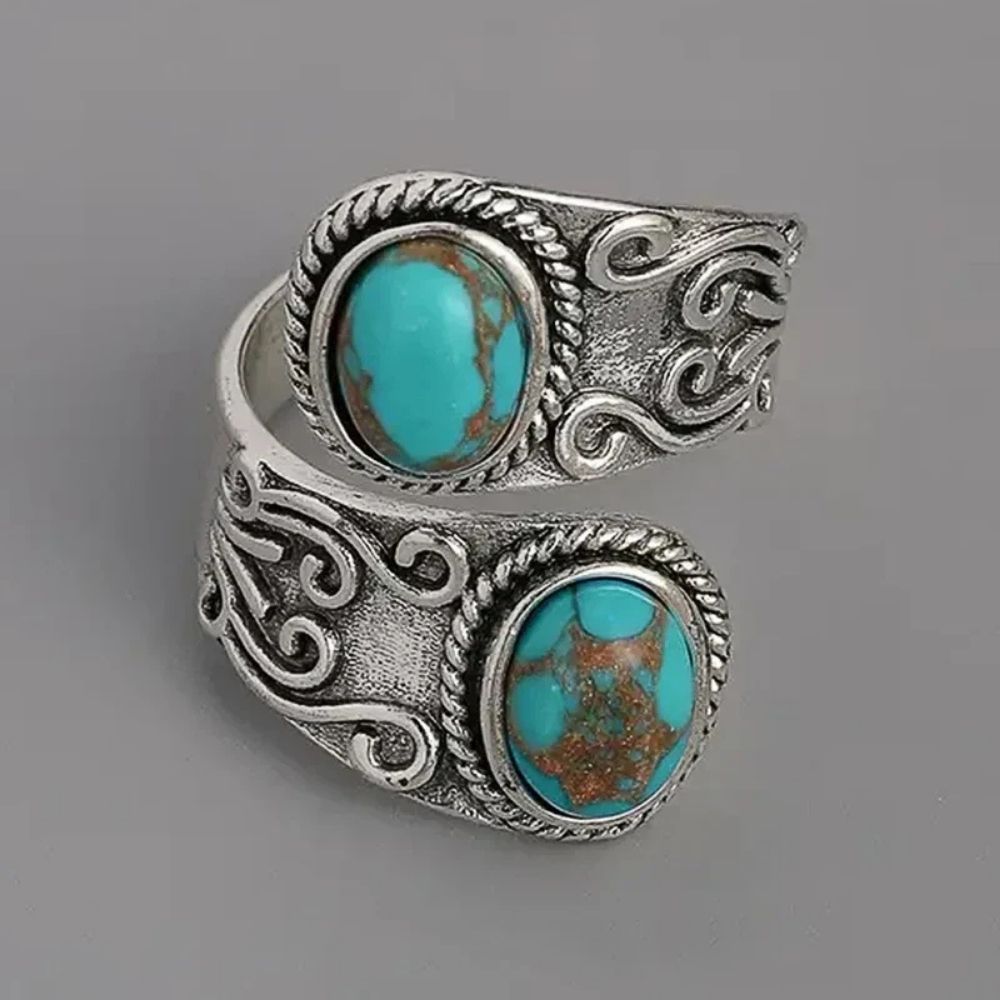 ANILLO ELEGANTE VINTAGE TURQUESA CRUZ SORTIJA