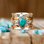 ANILLO ANTIQUE TURQUESA INCRUSTÉ ORO PLATA