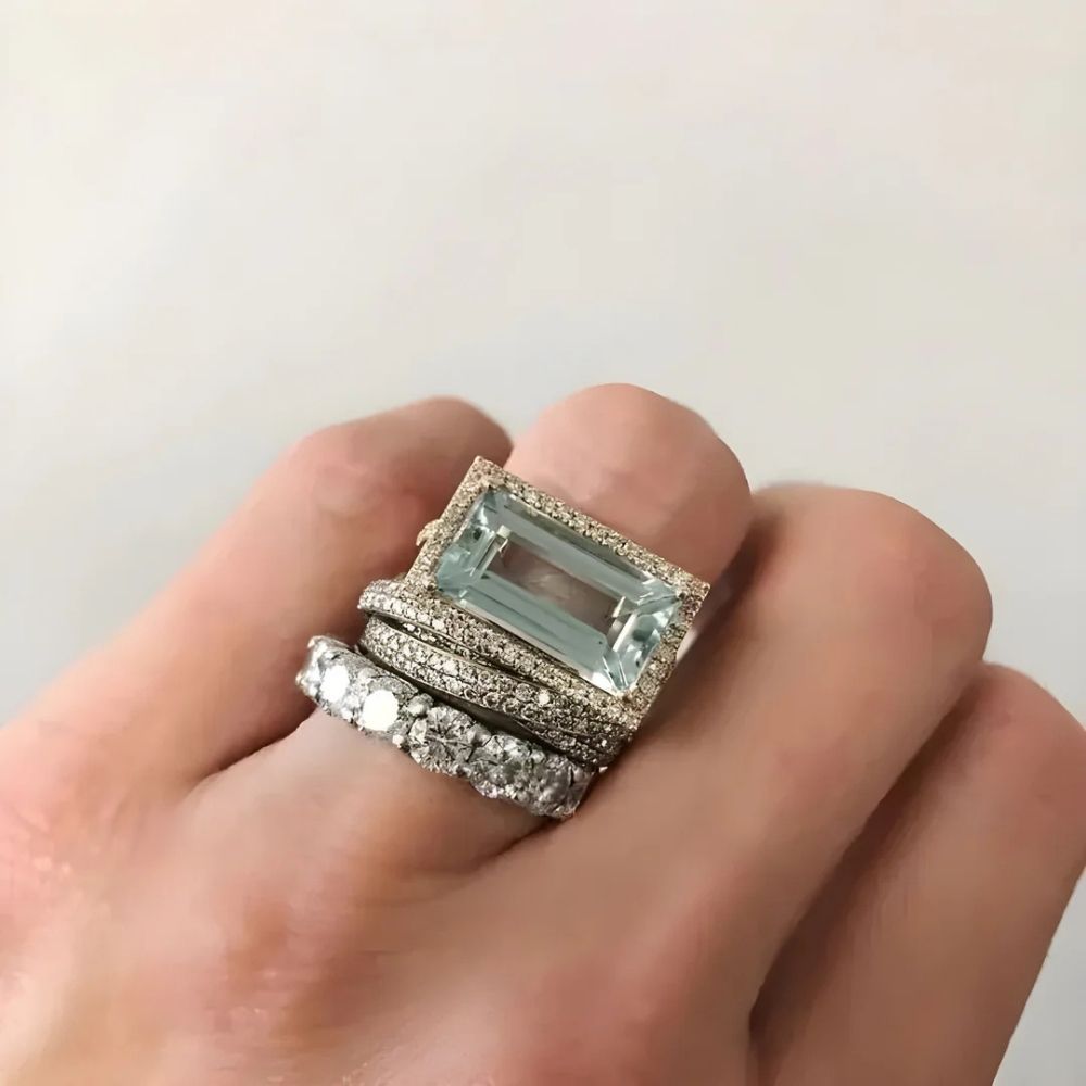 CONJUNTO VINTAGE PLATA TURQUESA VERRE ANILLO