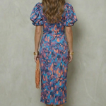 Valerissa – Bold abstract statement – Puff sleeve midi dress