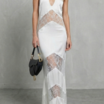 Velarisse – Lace panel allure – Halterneck maxi dress