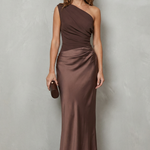 Velmoura – Asymmetric satin drape – Evening gown