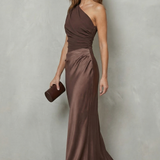 Velmoura – Asymmetric satin drape – Evening gown