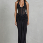 Verity – Sculpted allure – Women’s Halter Neck Corset Maxi Dress