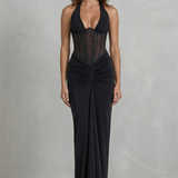 Verity – Sculpted allure – Women’s Halter Neck Corset Maxi Dress