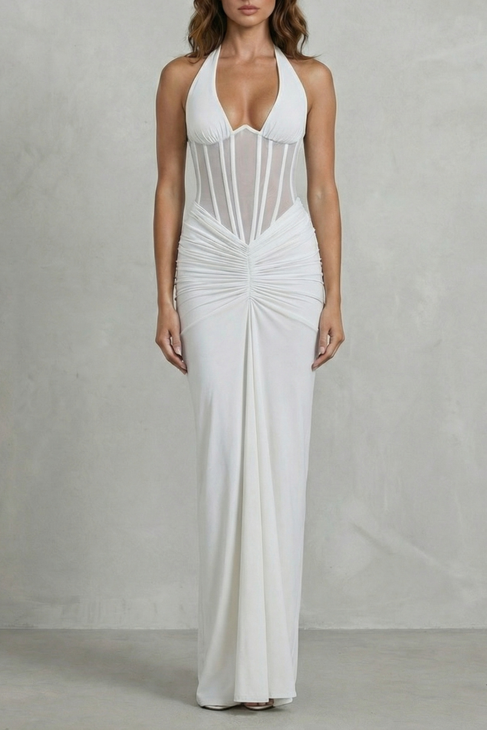 Verity – Sculpted allure – Women’s Halter Neck Corset Maxi Dress