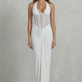 Verity – Sculpted allure – Women’s Halter Neck Corset Maxi Dress