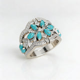 ANILLO VINTAGE BOHEMIO TURQUESA FLORAL RACIMO