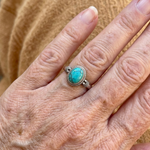 ANILLO VINTAGE BOHEMIO TURQUESA REDONDO PLATA