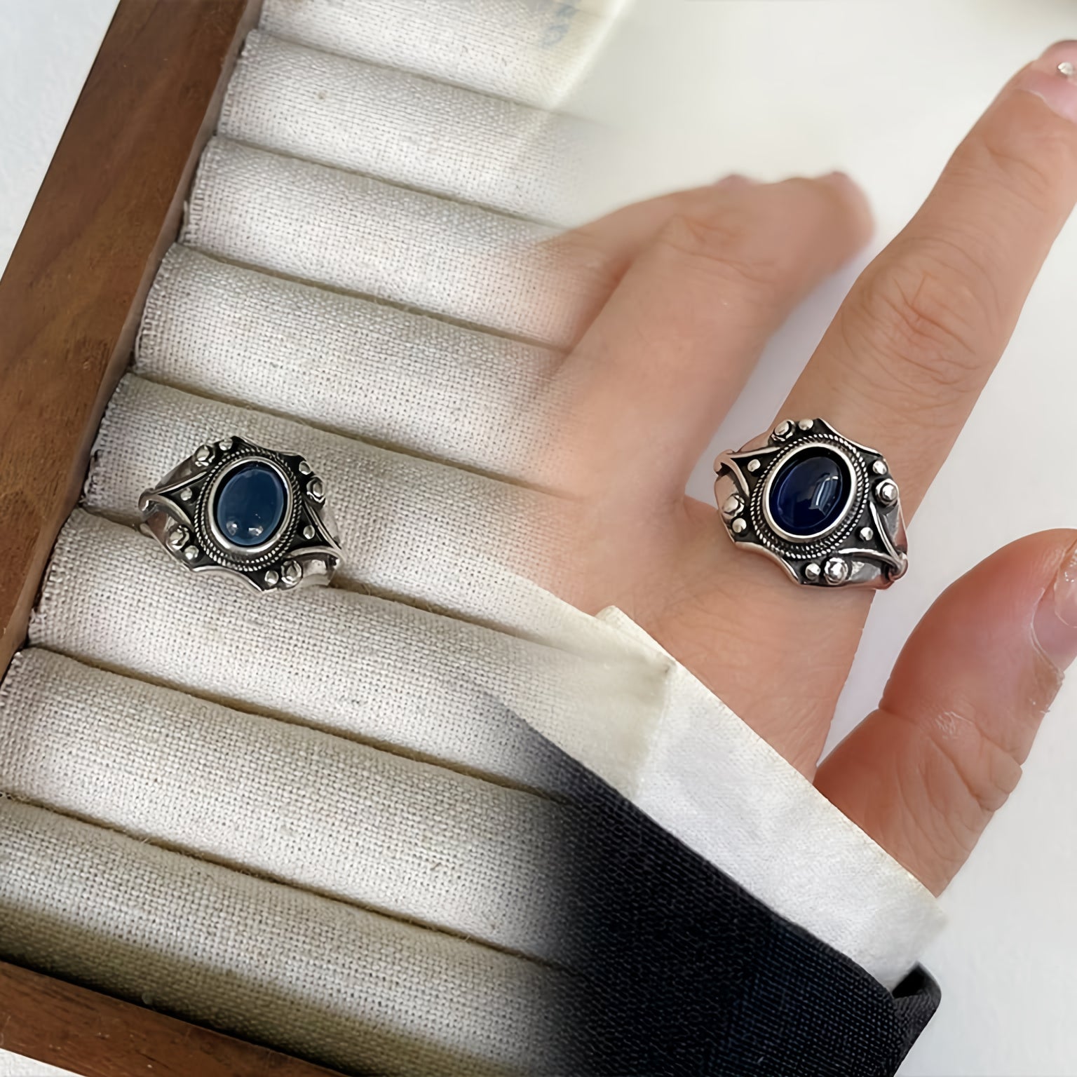 ANILLO VINTAGE MINUIT AZUL INCRUSTÉ PIERRE