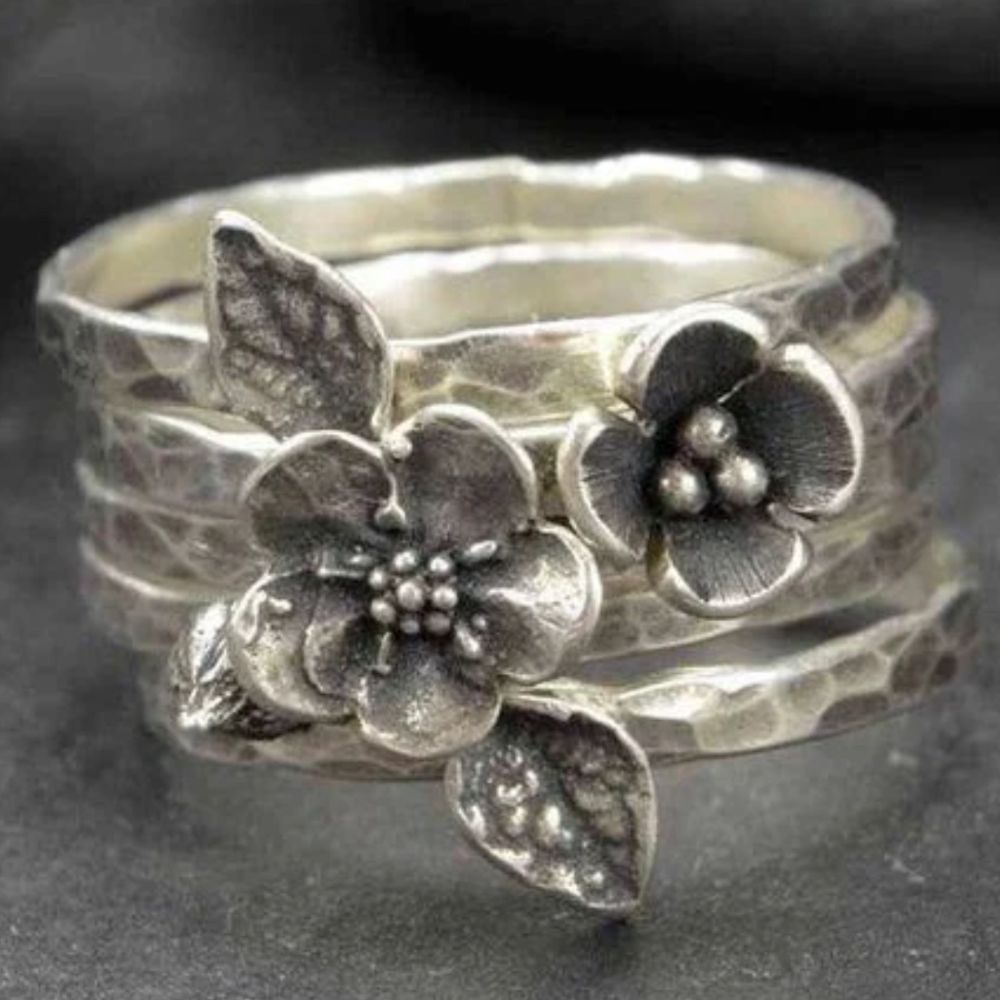 ANILLO VINTAGE FLOR PLATA RANG