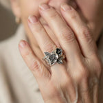 ANILLO VINTAGE FLOR PLATA RANG