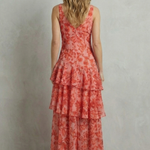 Virella – Crimson blossom layers – Tiered chiffon maxi dress