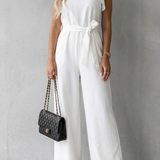 Virelle – Ruffle sleeve belted – Wide-leg jumpsuit