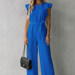 Virelle – Ruffle sleeve belted – Wide-leg jumpsuit