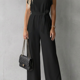Virelle – Ruffle sleeve belted – Wide-leg jumpsuit