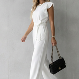 Virelle – Ruffle sleeve belted – Wide-leg jumpsuit